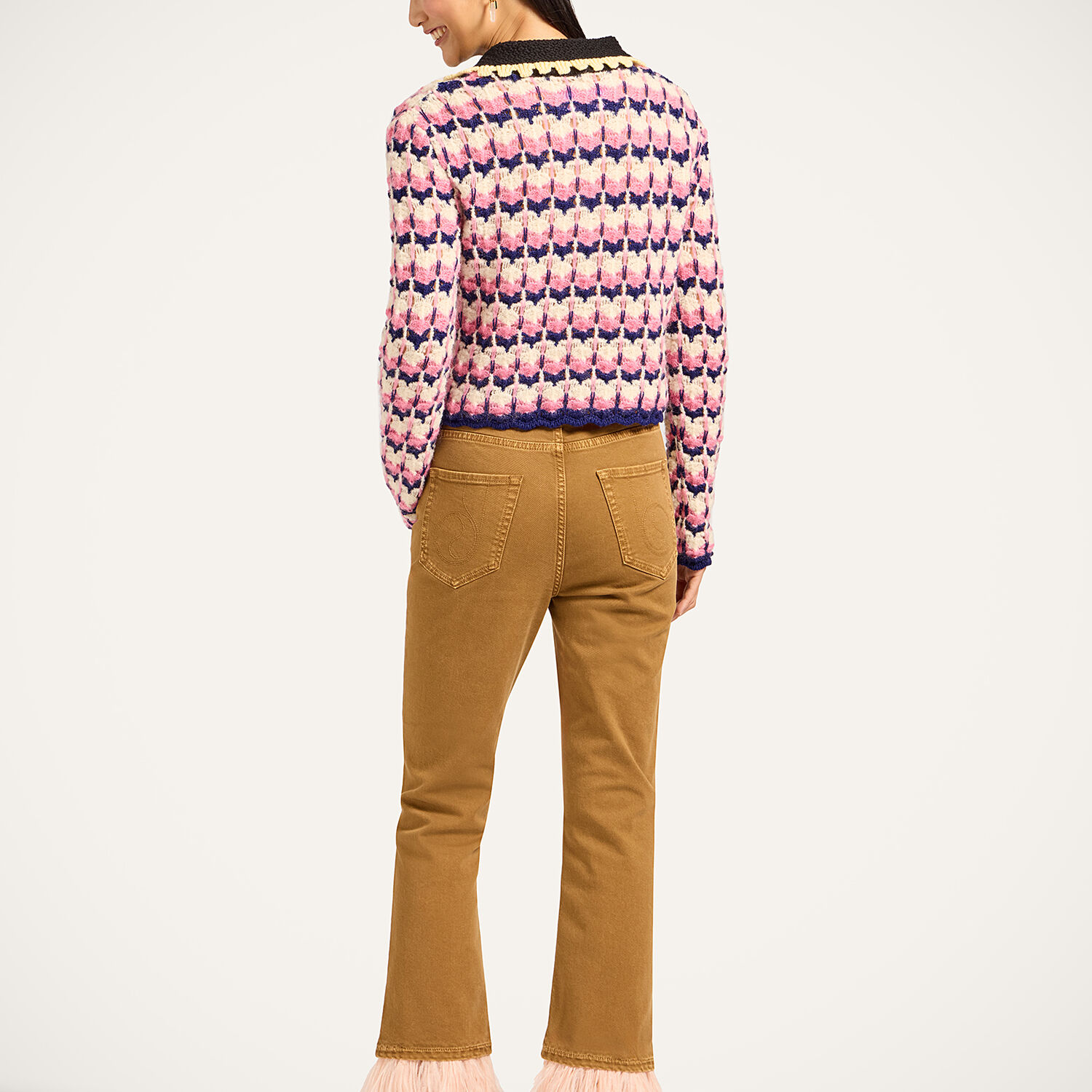  La Doublej Shorts & Pants Women - Fancy Crop Jeans Khaki 27 96% Cotton 2% Elastane 2% Ostrich Feathers 