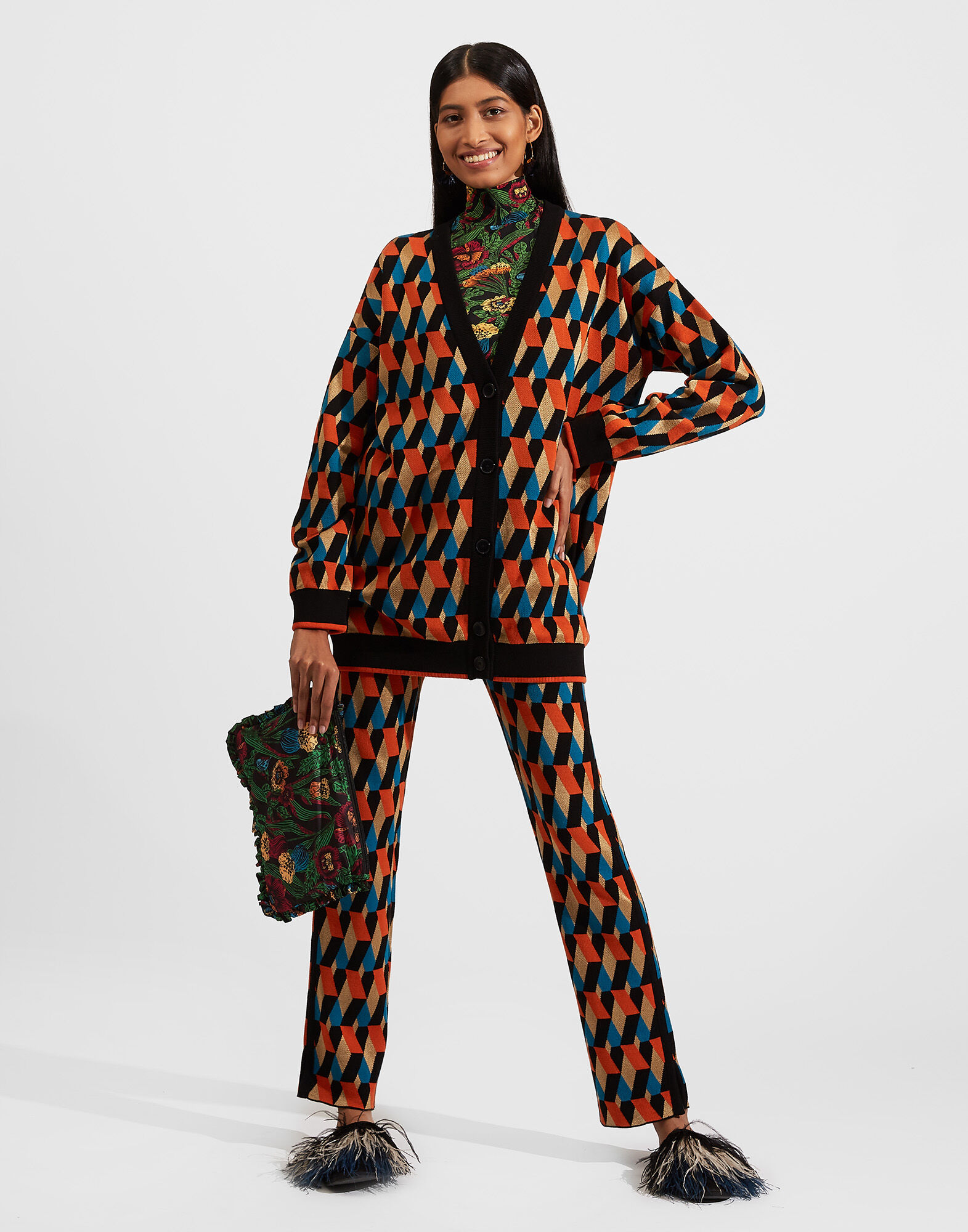 La DoubleJ Knit Leisure Cardigan Diamond Nero PUL0068KNI044VAR0080