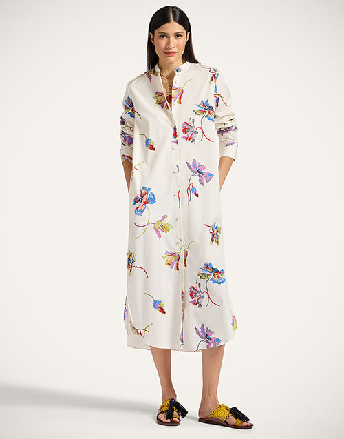 La DoubleJ Sundowner Tunic Infiorata White DRE0897COT039INF01WH01