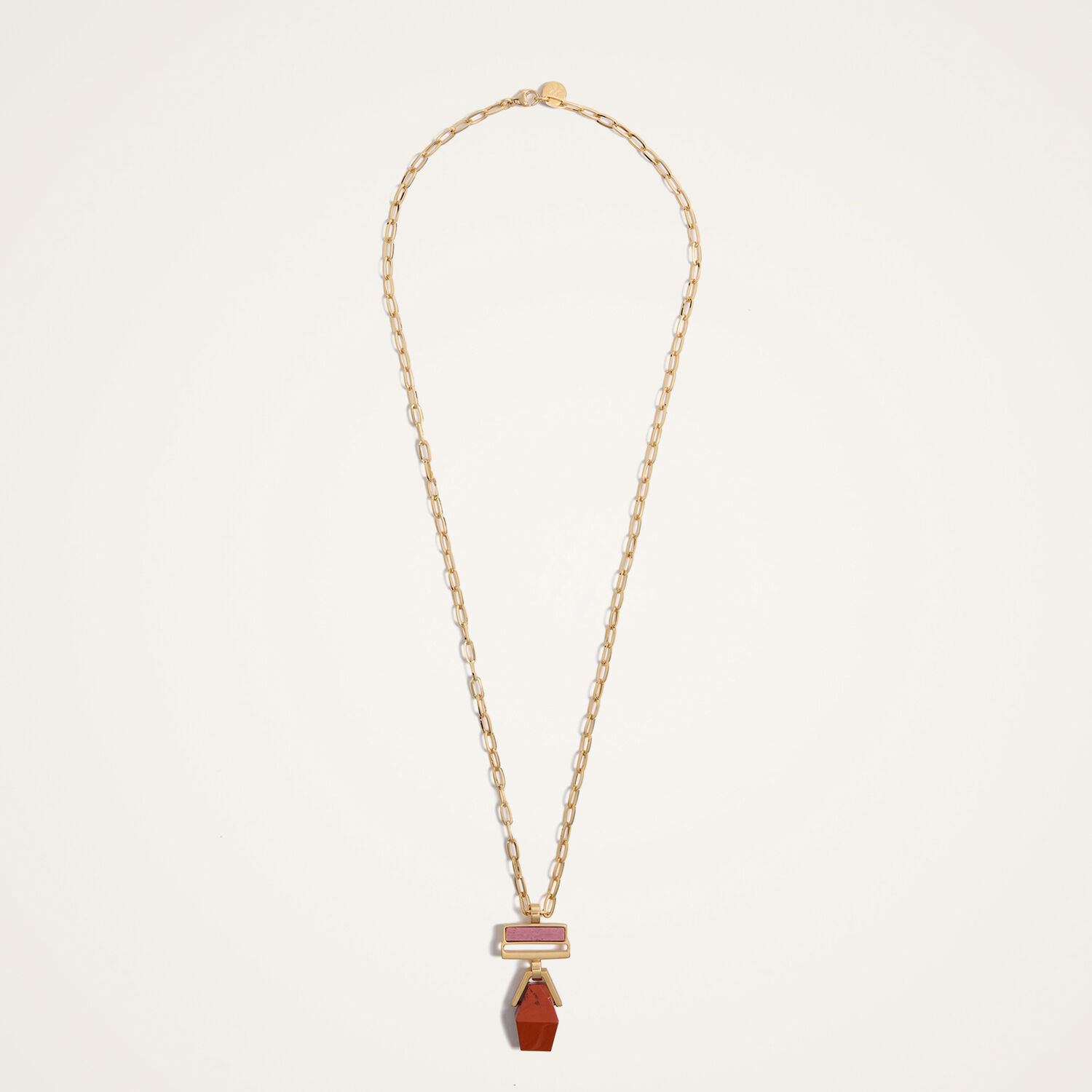  La Doublej Necklaces Gend - Mini Bridge Portal Necklace 24k Gold Plate & Red Jasper One Size 60% Brass 25% Red Jasper 15% Green Jade 