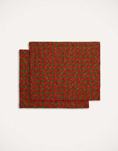 La DoubleJ Placemat Set Of 2 Cherries Verde TBM0001LIN001CHY0004