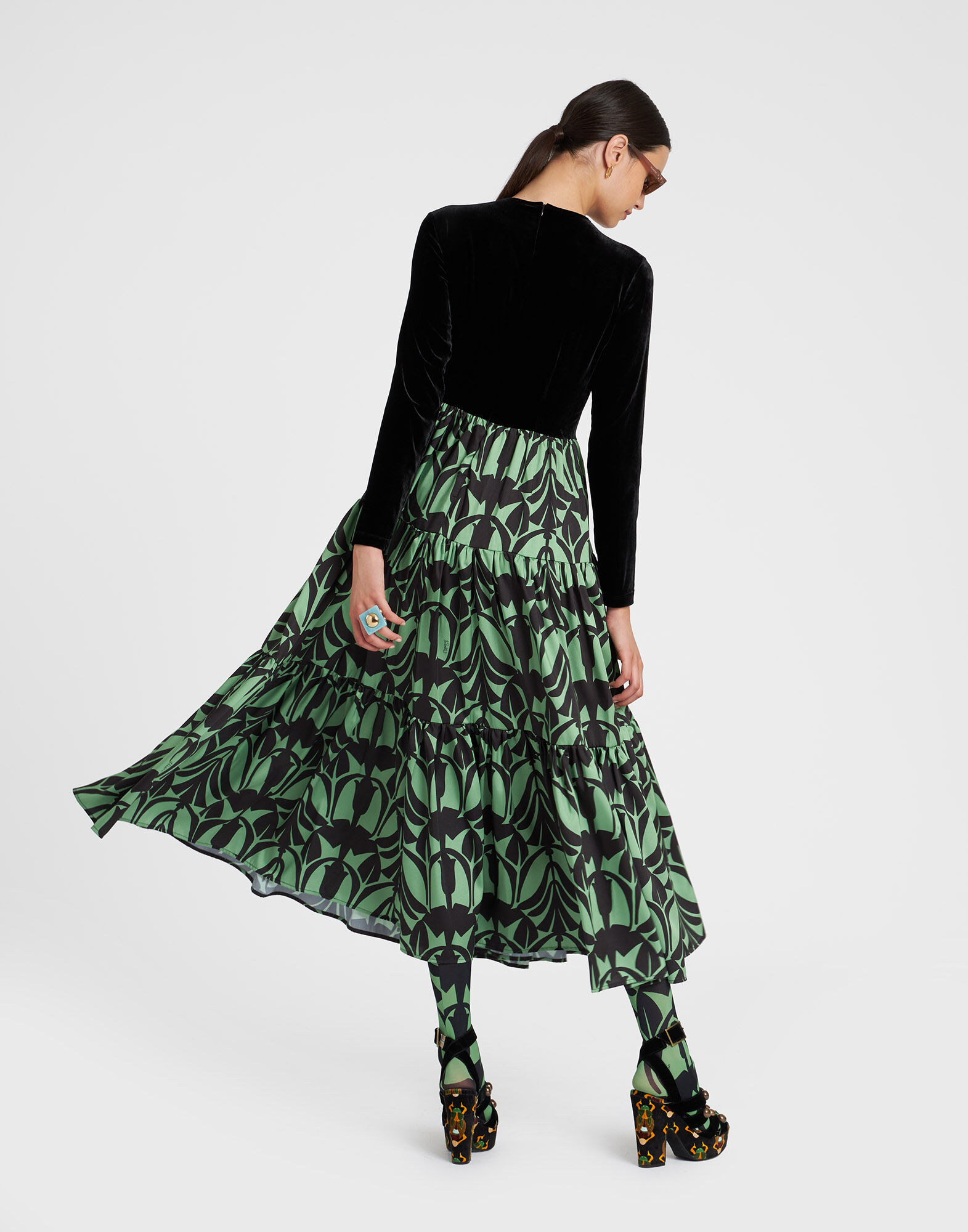 La DoubleJ Choux fringe-detail minidress - Green