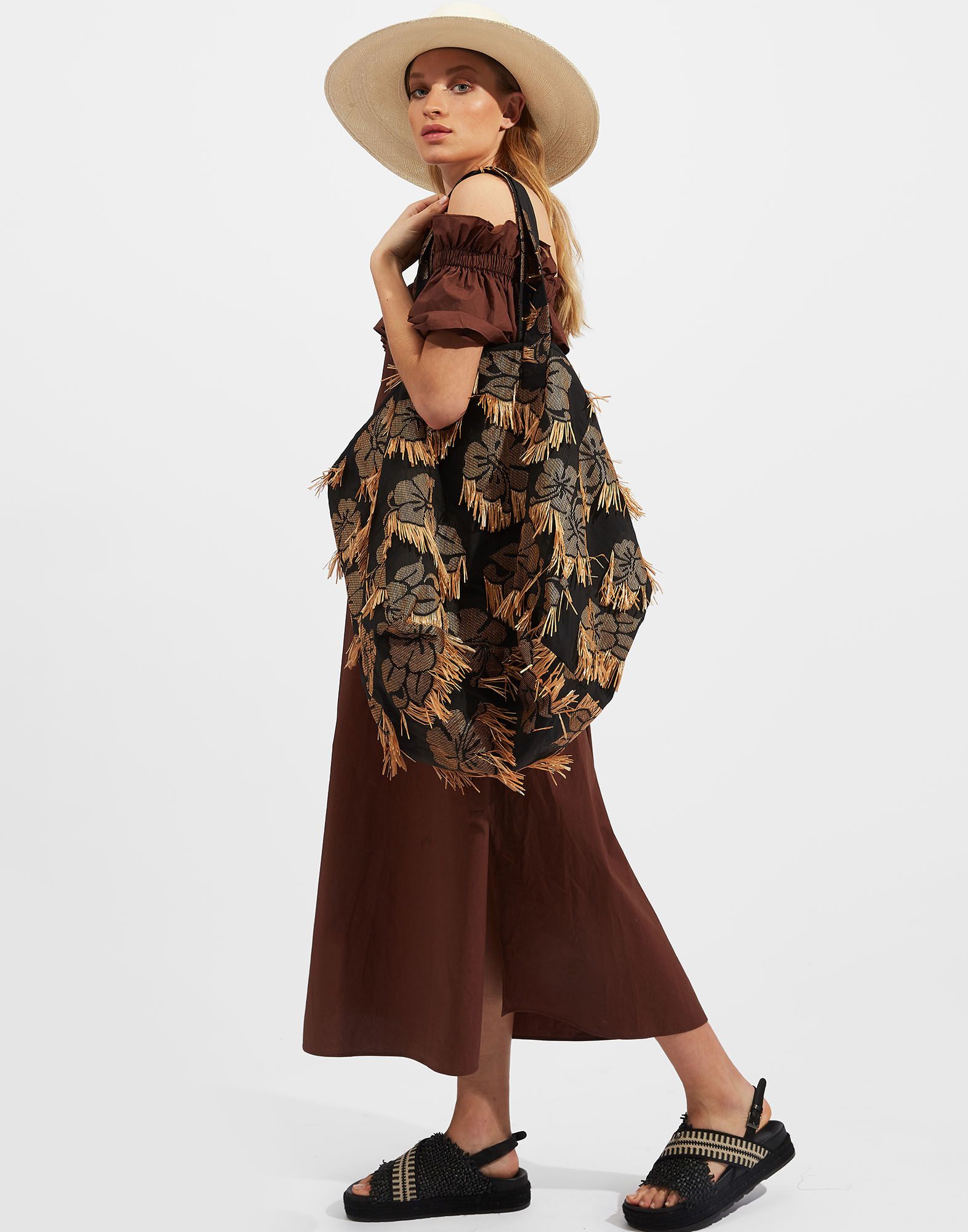 La DoubleJ Breakfast Dress Solid Brown DRE0331COT001CHO0002