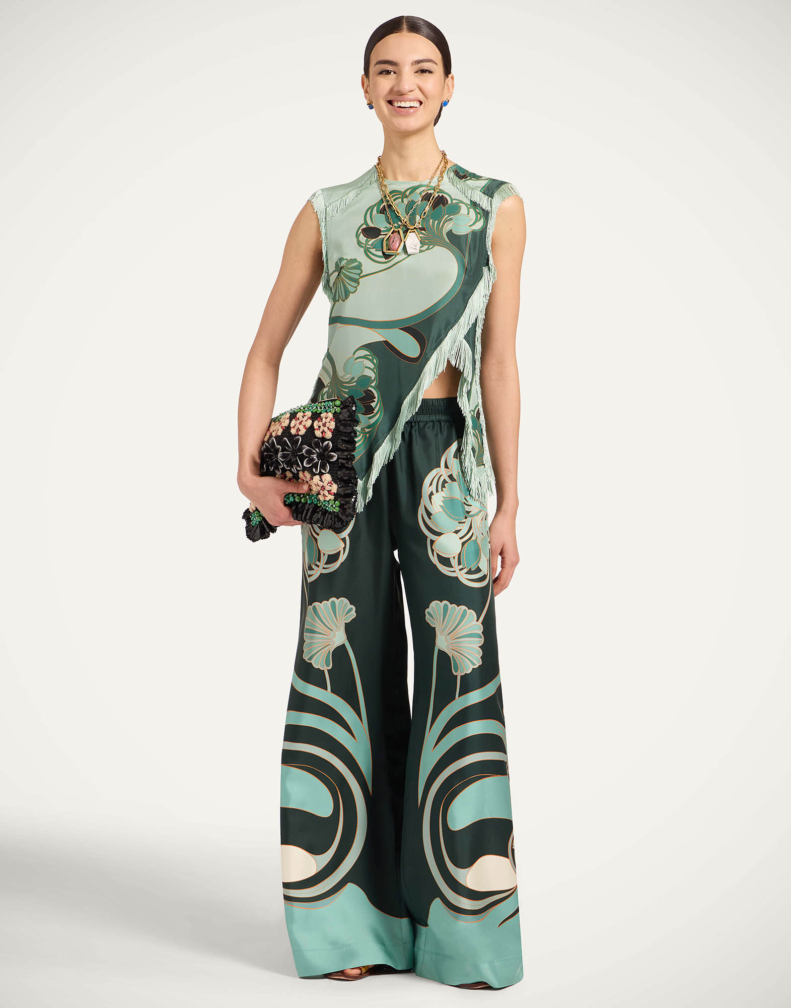 La DoubleJ Scarf Top Blooming Tulip Plac&eacute;e Mint TOP0160SIL009BTU01GR11