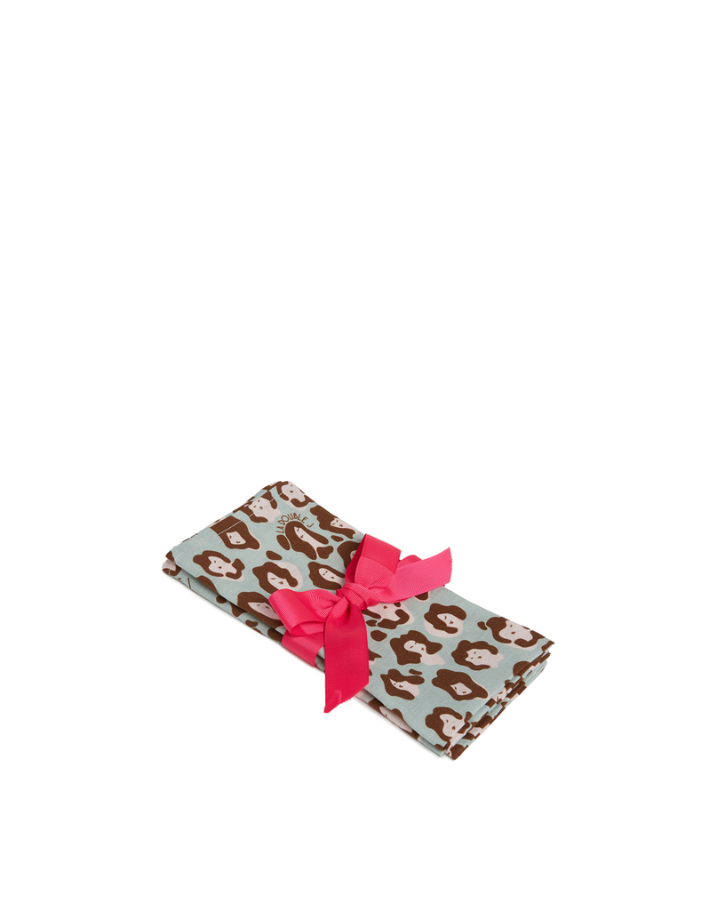 La DoubleJ Large Napkins Set Of 2 La DoubleJ Large Napkins Set Of 2 Lady Leopard Acqua NAP0006LIN001LLE0002