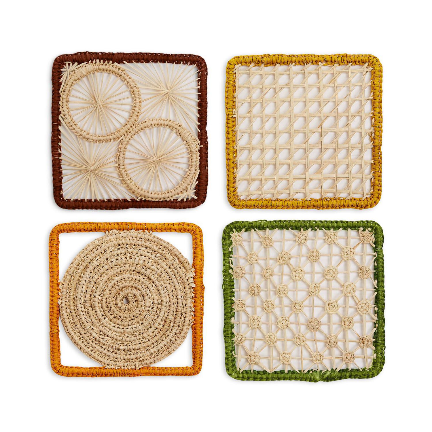 La Doublej Raffia Coaster Set Of 4 Mixed