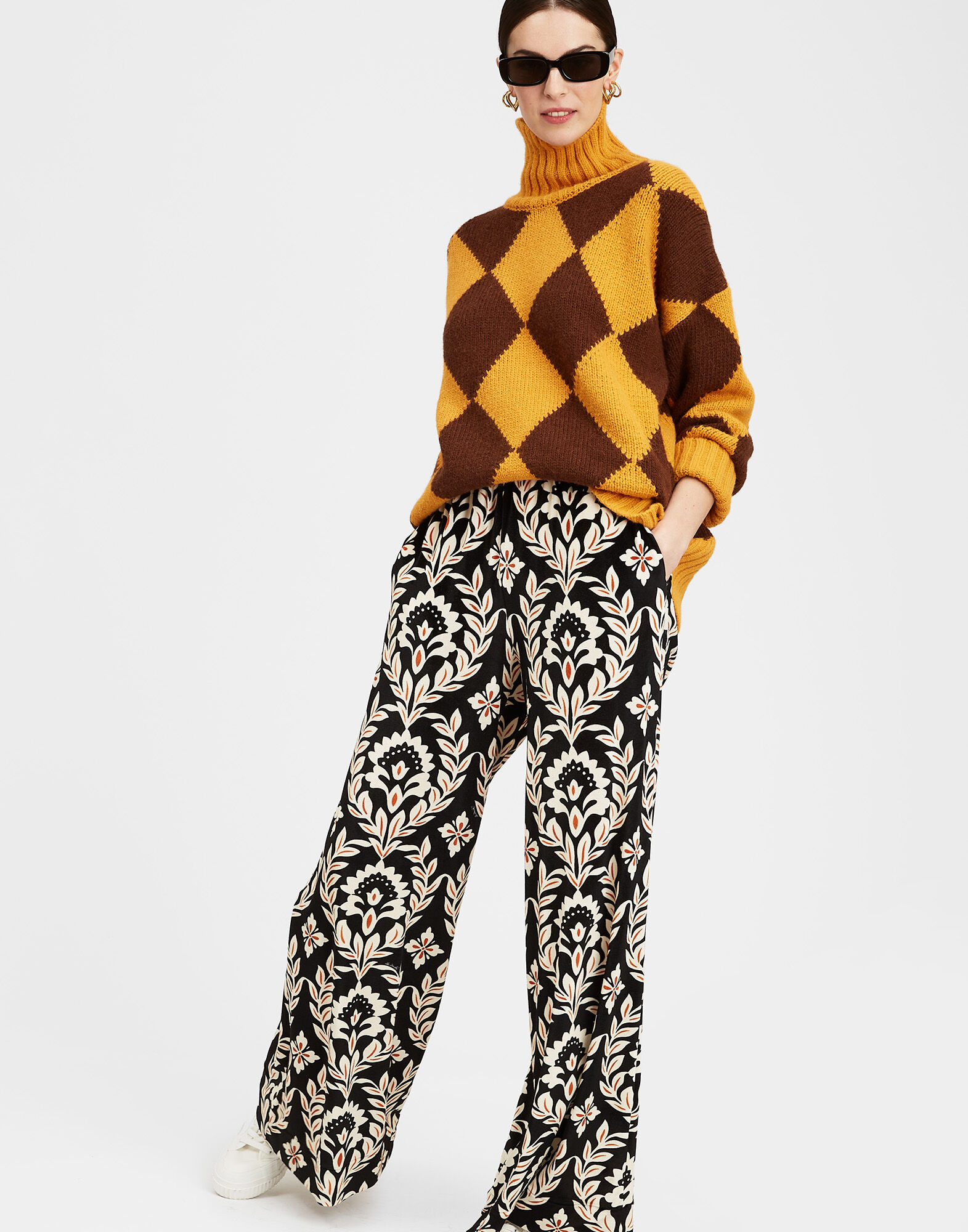Argyle Sweater in Yellow / Brown for Women | La DoubleJ