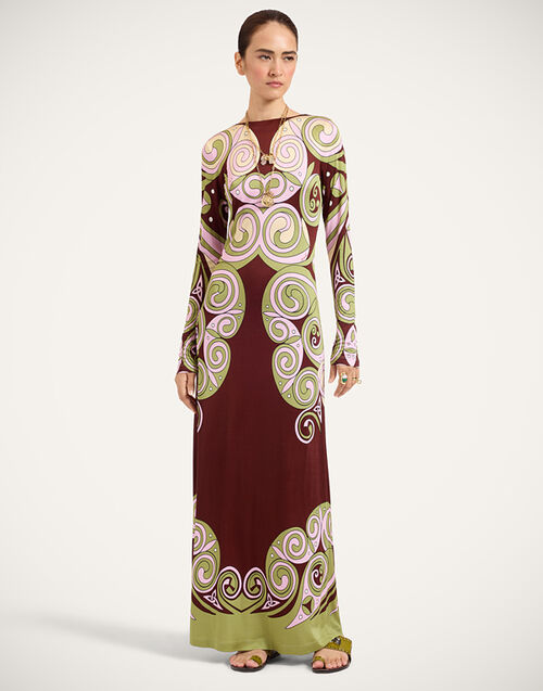 La DoubleJ Slinky Swing Dress Kells Swirl Plac&eacute;e Burgundy DRE1141JER082KLS01RE07