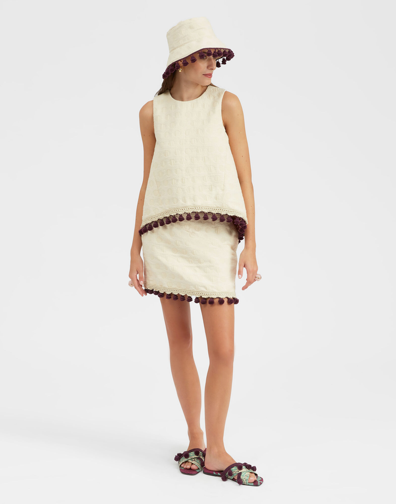 La DoubleJ Baia Mini Skirt Embroidered Creamy SKI0117JCQ076CRA01WH03