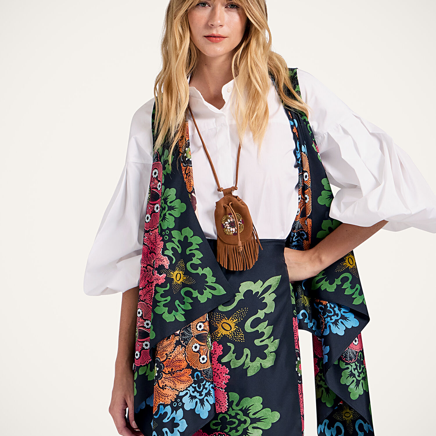 La Doublej Reversible Scarf Gilet In Multi