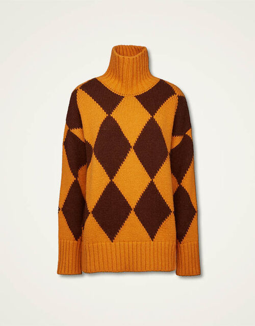 La DoubleJ Argyle Sweater La DoubleJ Argyle Sweater Yellow / Brown PUL0091KNI064VAR0168