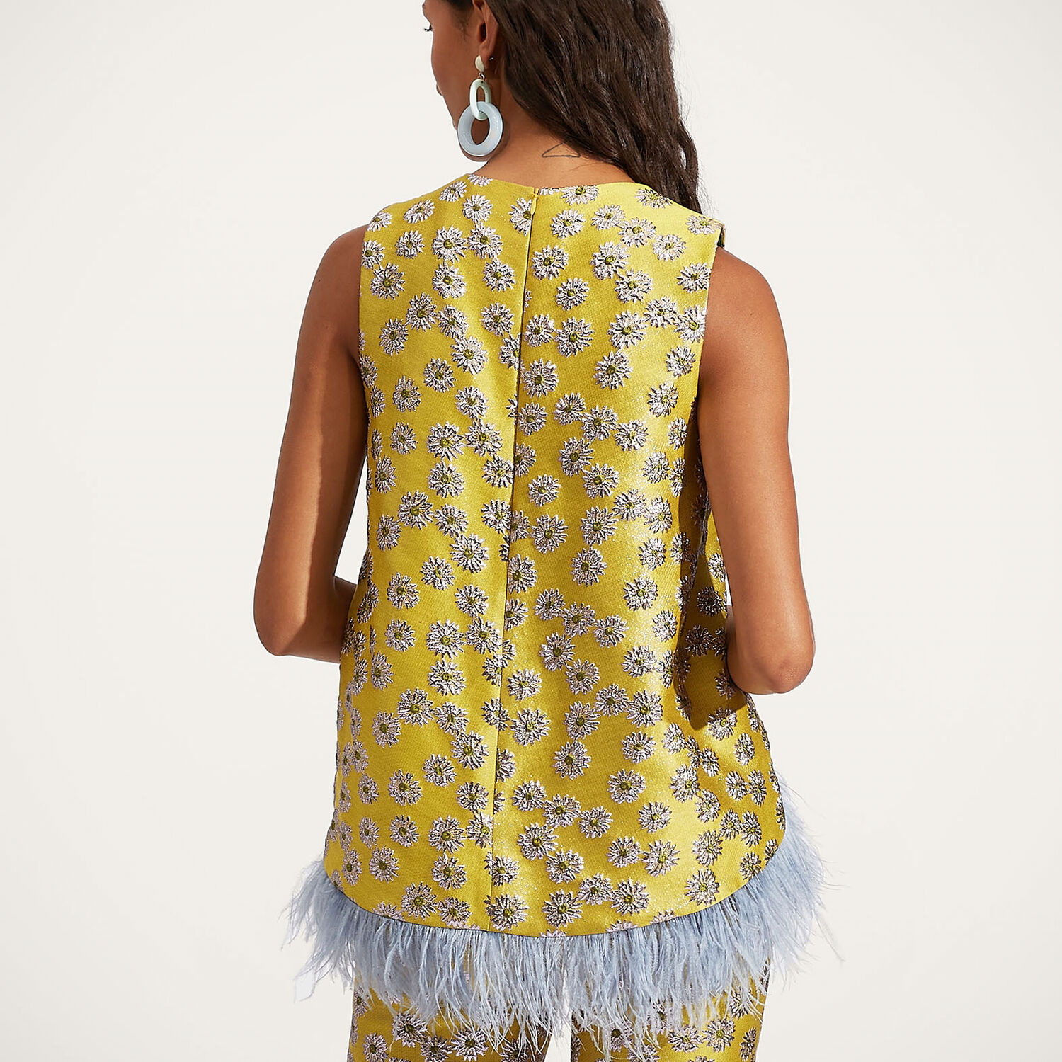  La Doublej Shirts & Tops Women - La Scala Top (with Feathers) Margarita Xl 42%polyester 37%cotton 9%metal 7%silk 5%polyamide 
