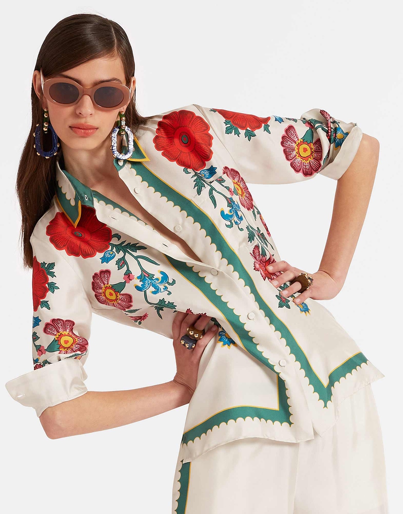 La DoubleJ Boy Shirt La DoubleJ Boy Shirt Dragonflower Placée Multicolor SHI0040SIL001DRE05MU01