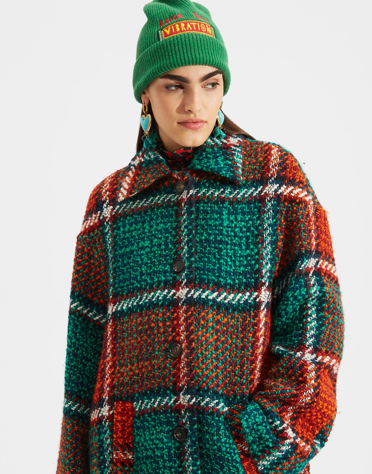 LaDoubleJ Boxy Coat Check Multicolor JAC0014WOL002CHE0005