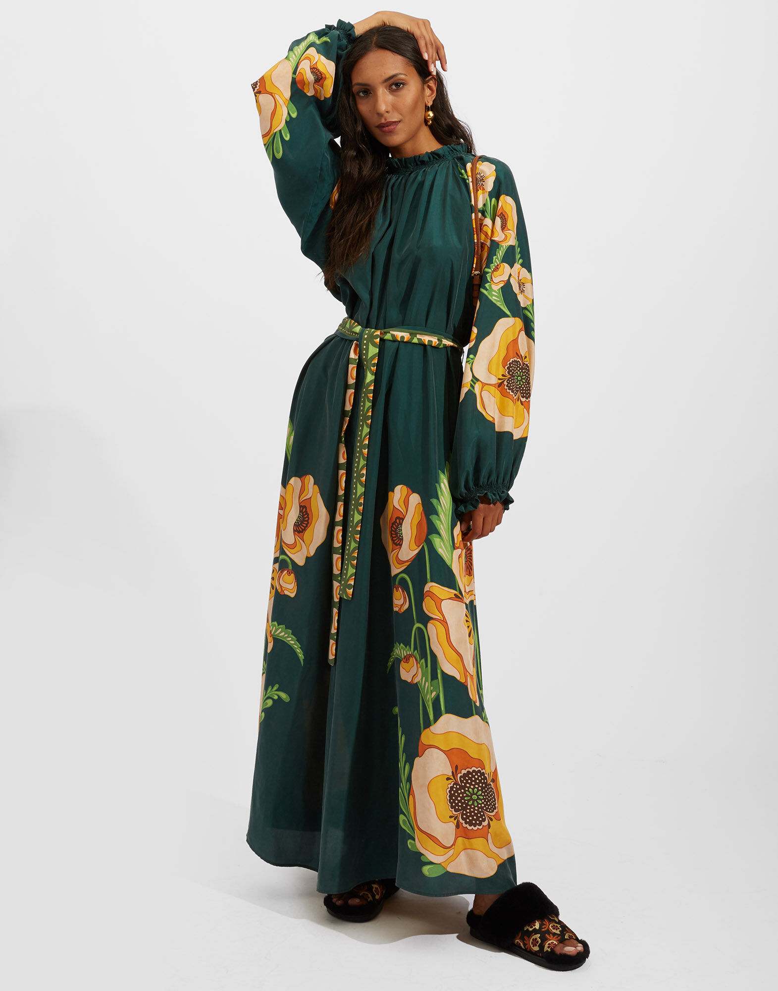 La DoubleJ Cerere Dress Poppies Green Plac&eacute;e DRE0399SIL009PPP0001