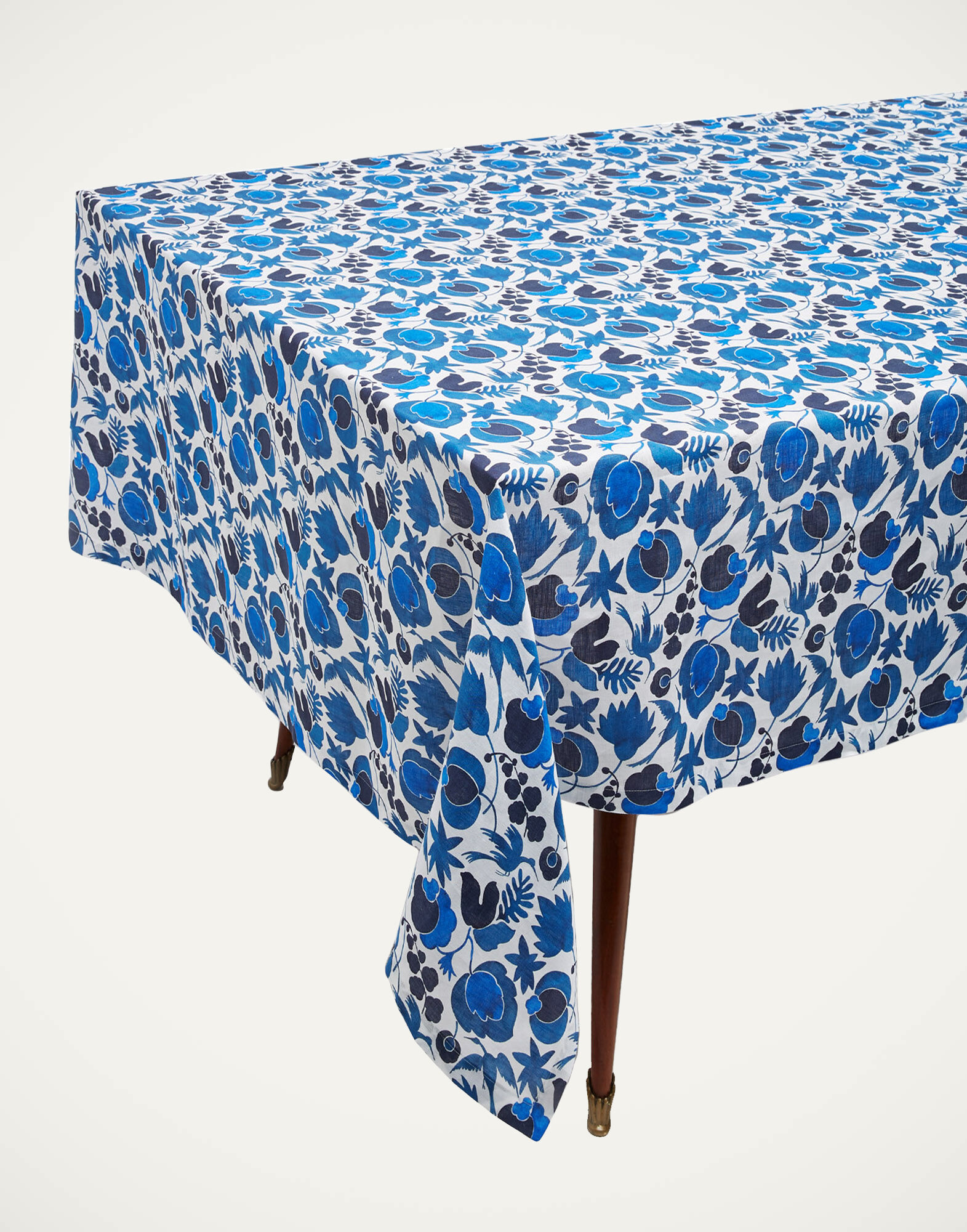 La DoubleJ Large Tablecloth Wildbird Blu TBC0003LIN001CER0001