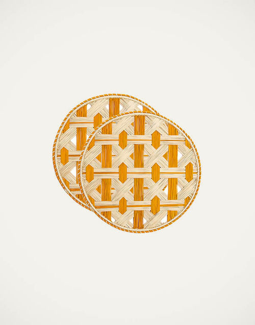 La DoubleJ Raffia Placemats Set Of 2 La DoubleJ Raffia Placemats Set Of 2 Napoli Saffron TBM0011RAF007NAP0006