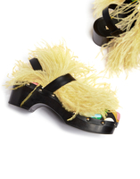 LaDoubleJ LDJ X Fabrizio Viti Feathered Jean Clogs LaDoubleJ LDJ X Fabrizio Viti Feathered Jean Clogs Lucky Charms SHO0002COT017CHA0001