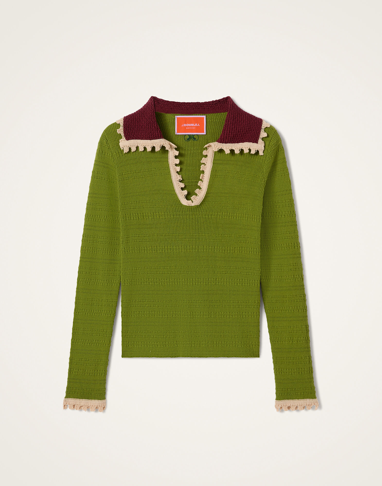 La DoubleJ Picket Polo Jumper Solid Lime PUL0280KNI154SOLIDGR09