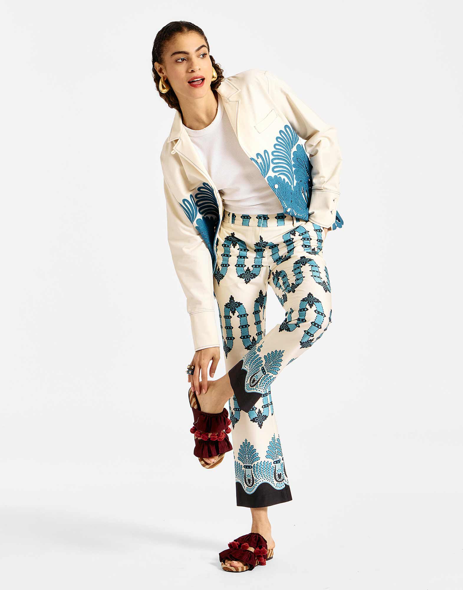 La DoubleJ 24/7 Pants Scirocco Plac&eacute;e Ivory TRO0069COT006SCI03WH04