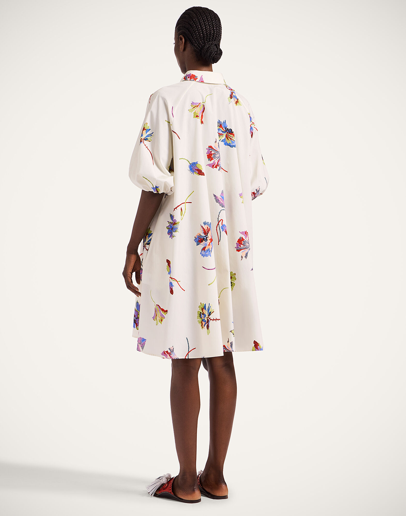 La DoubleJ Sunburst Dress Infiorata White DRE0471COT039INF01WH01