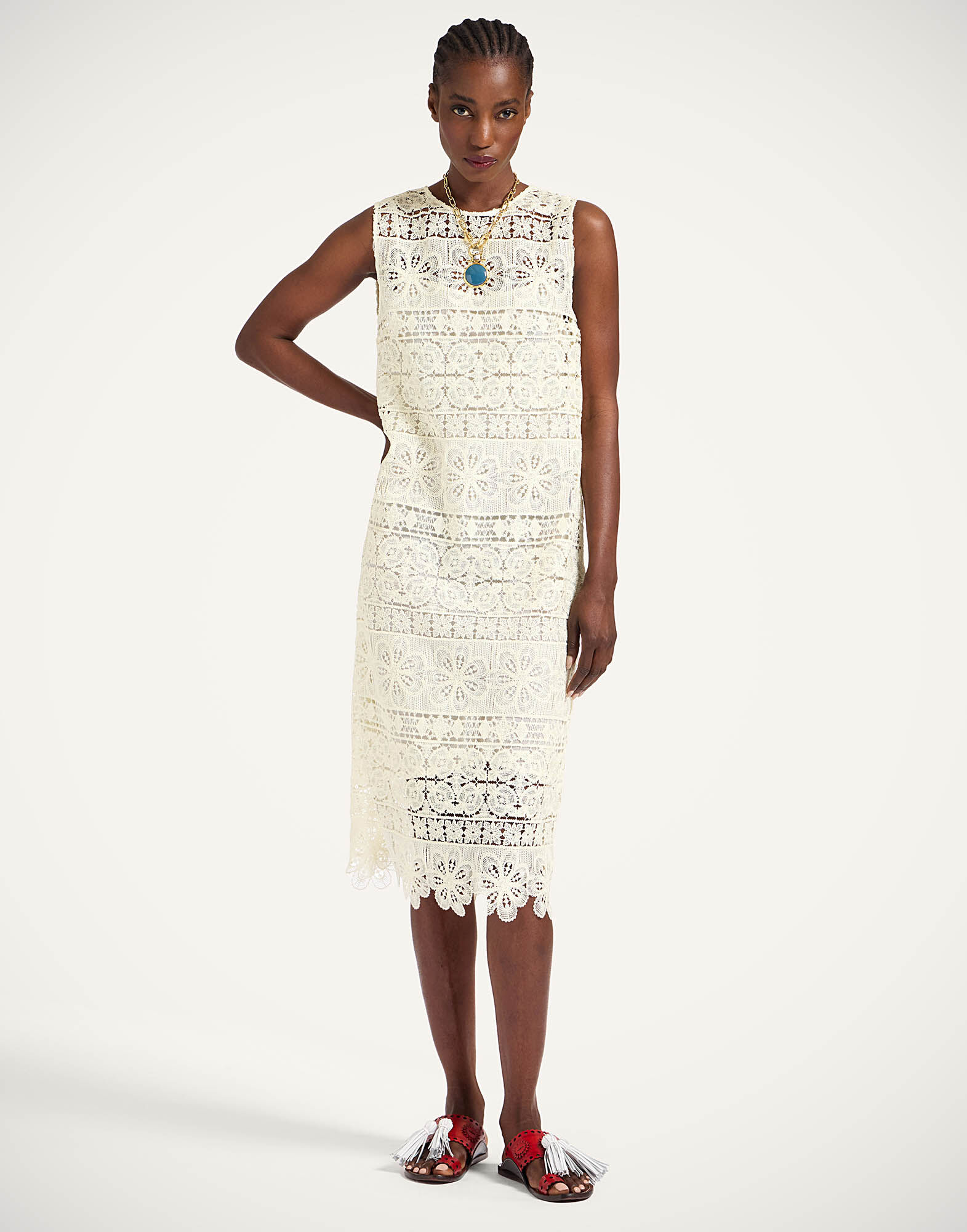 La DoubleJ Column Dress Caper Light Yellow DRE0389EMB104CEP03YE01