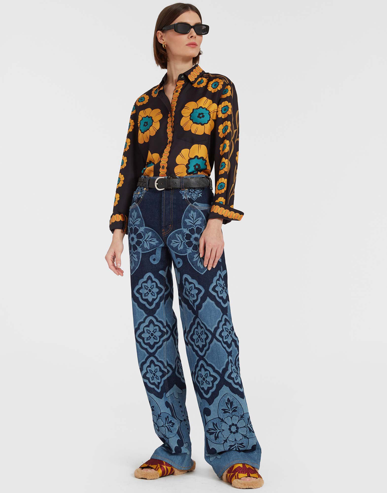 La DoubleJ Boy Shirt Daisychain Plac&eacute;e Orange SHI0040SIL006ROP04OR02