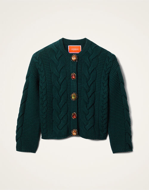 La DoubleJ Portrait Cardigan Solid Green PUL0211KNI120VA271GR02