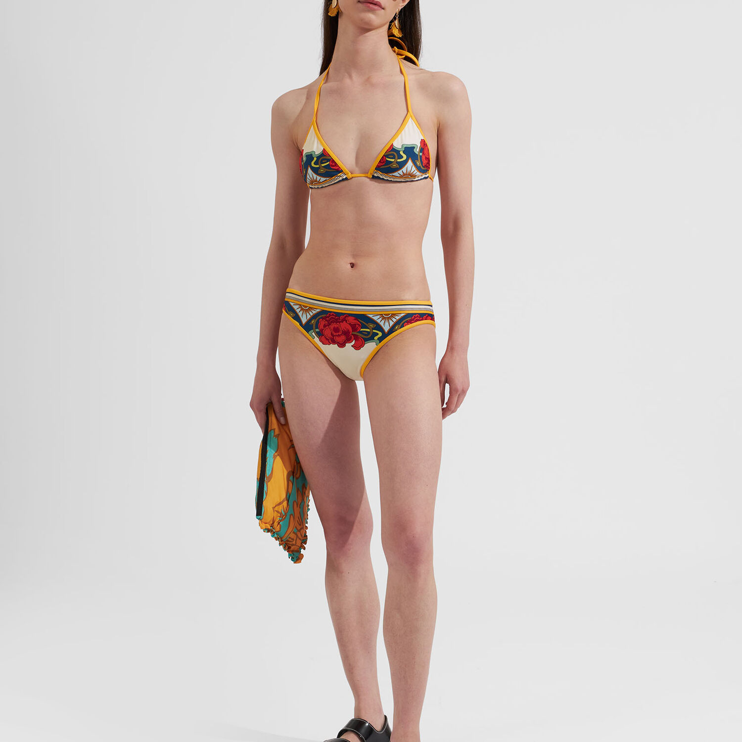 La Doublej Bikini Bottom (placed) In Foulard Liberty Ivory