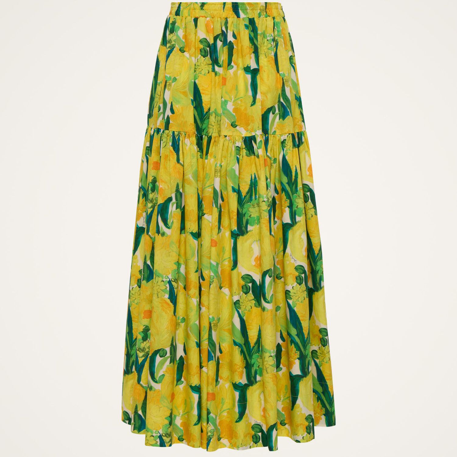 La Doublej Oscar Printed Cotton Poplin Midi Skirt In Multi