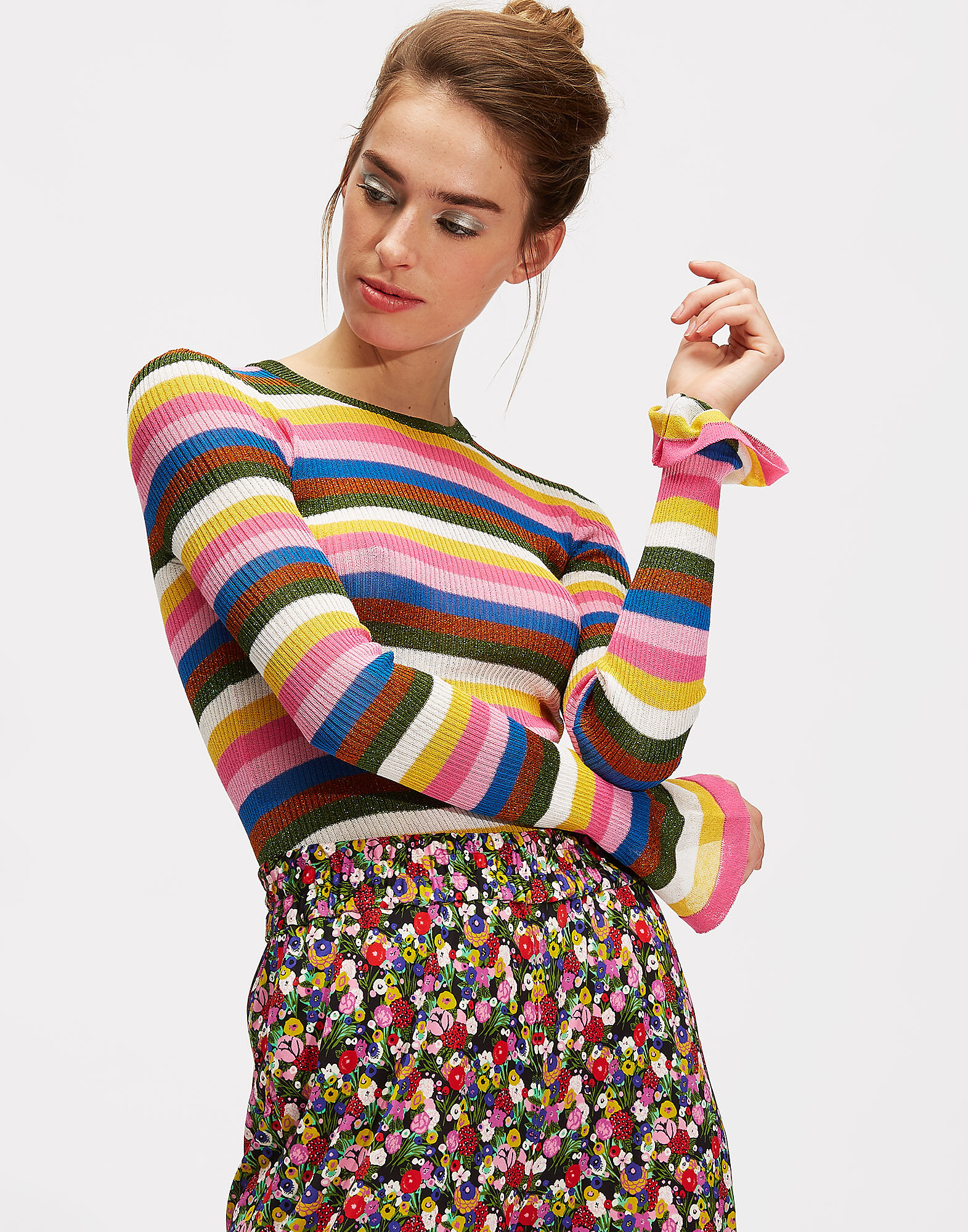 LaDoubleJ Flute Knit Top Multicolor Pink PUL0023KNI018VAR0033