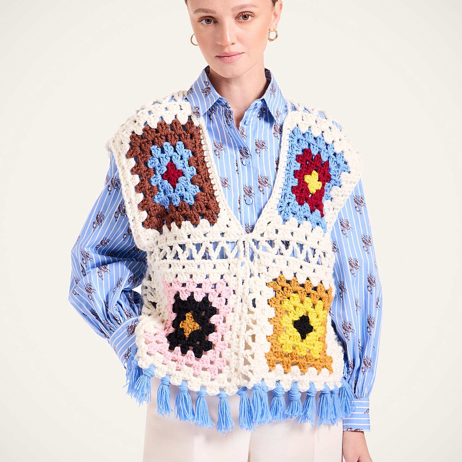 La Doublej Sole Star Crochet Top In Multi