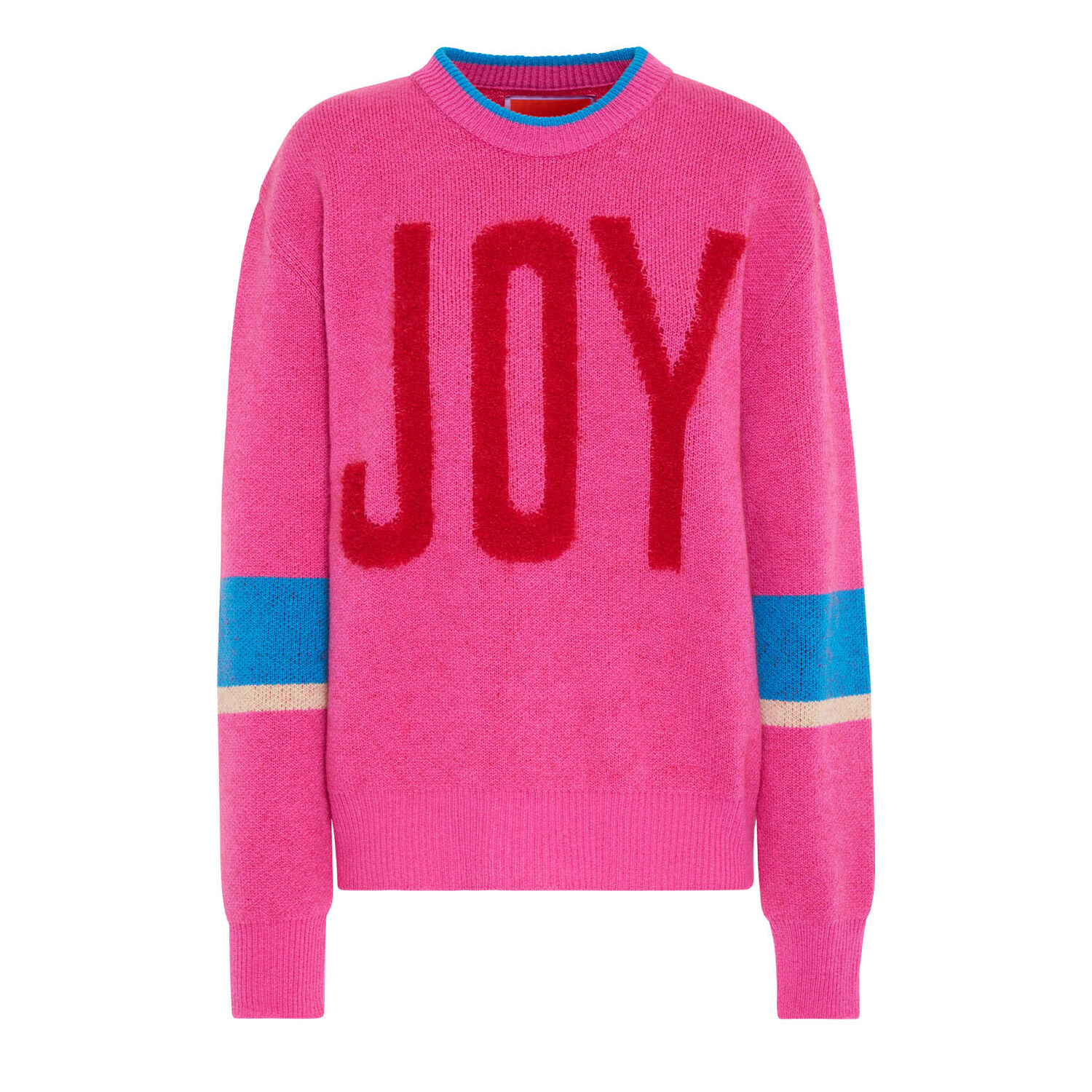 La Doublej Joy Sweater In Color Block Pink & Red