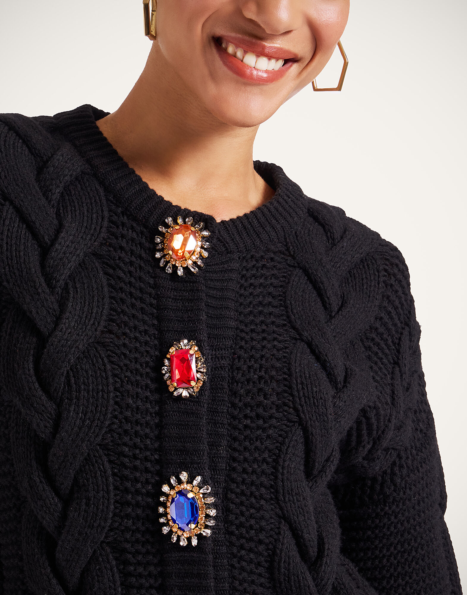 Portrait Cardigan in Solid Black for Women | La DoubleJ