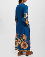 La DoubleJ Long Sleeve Swing Dress Poppies Blue Plac&eacute;e DRE0231SIL006PPP0003