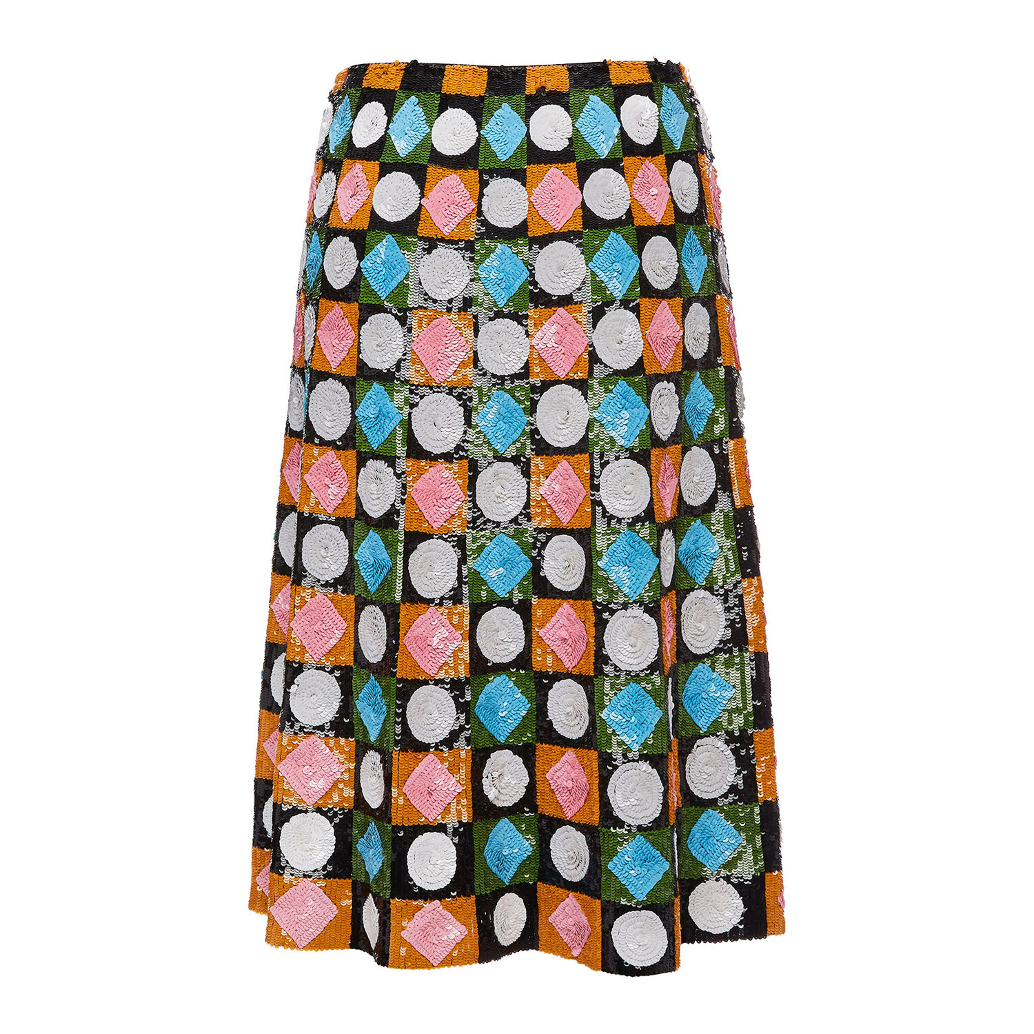 La Doublej Sequinned Geometric-pattern Skirt In Lucky Charms