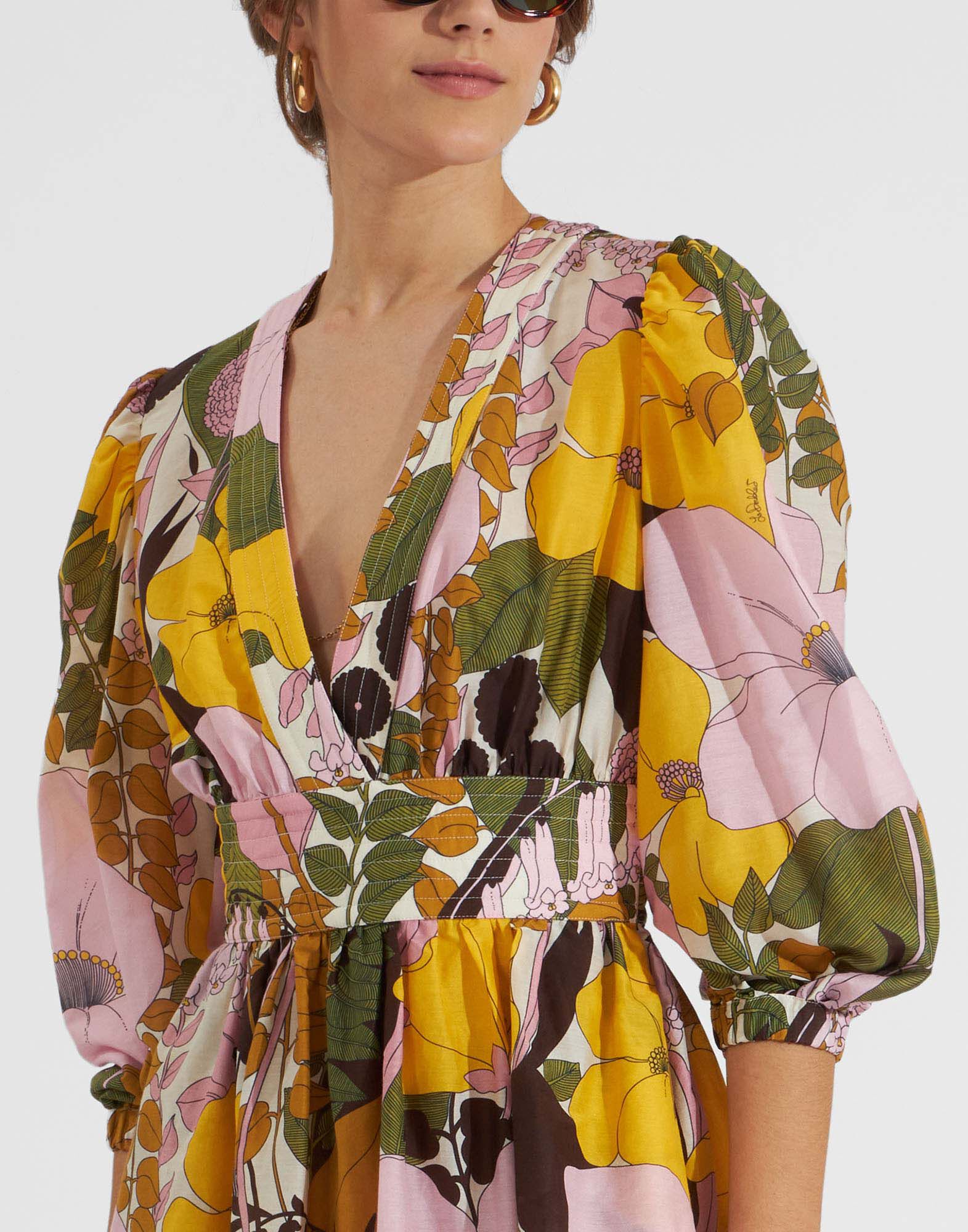 La DoubleJ Margherita Dress Big Flower Rose DRE0511SIL010BFL03PI01