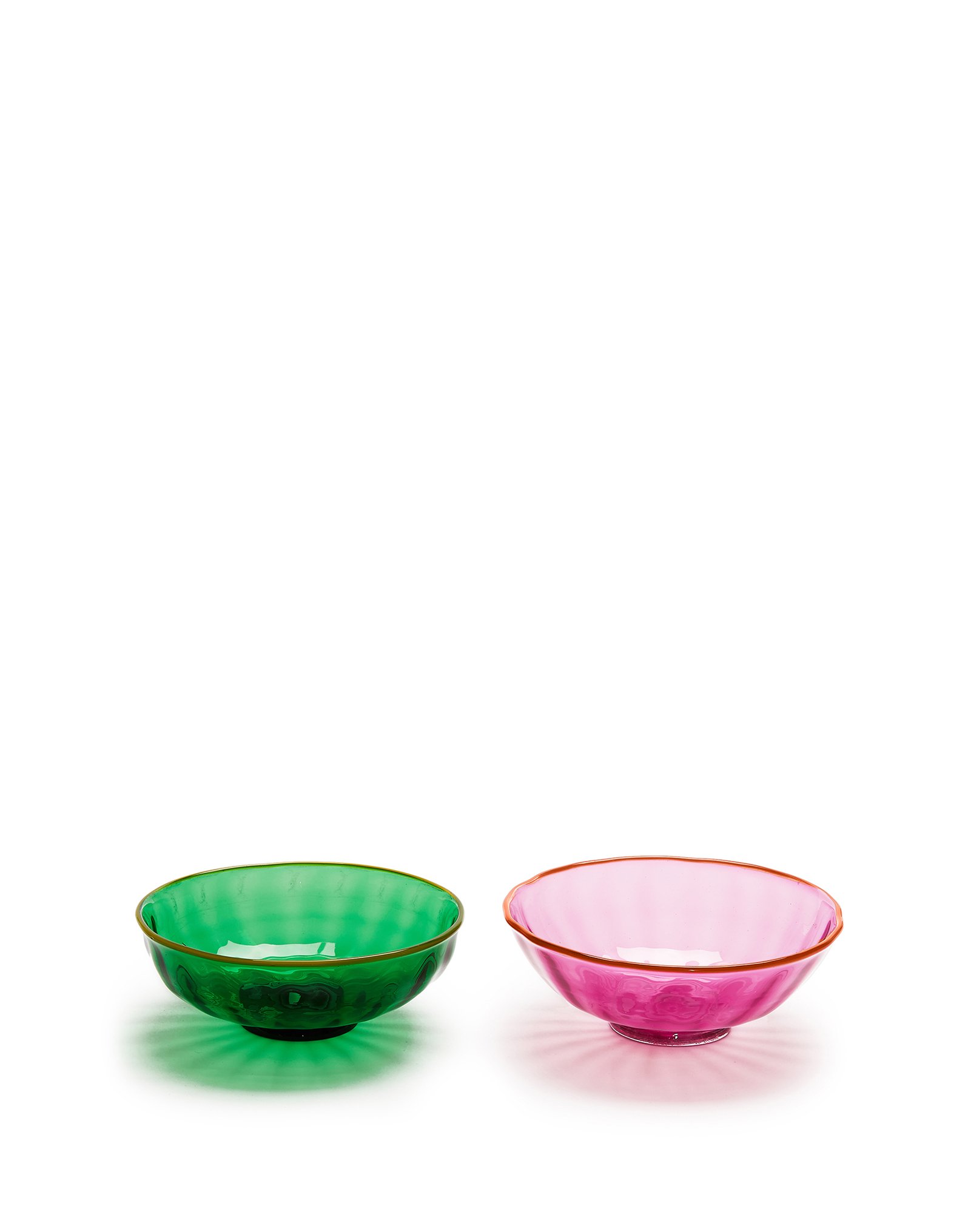 Luxury Nut Bowl Set of 2 Verde/Rosa in Glass