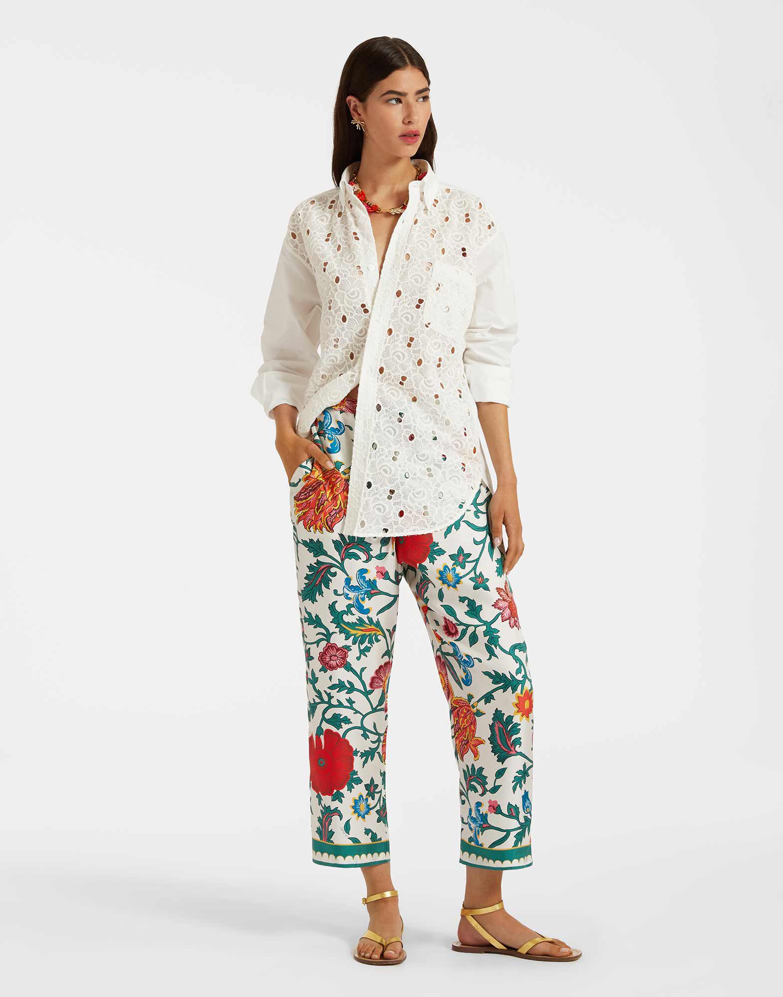 La DoubleJ Drawstring Pants Dragonflower Multicolor TRO0053SIL001DRE01MU01