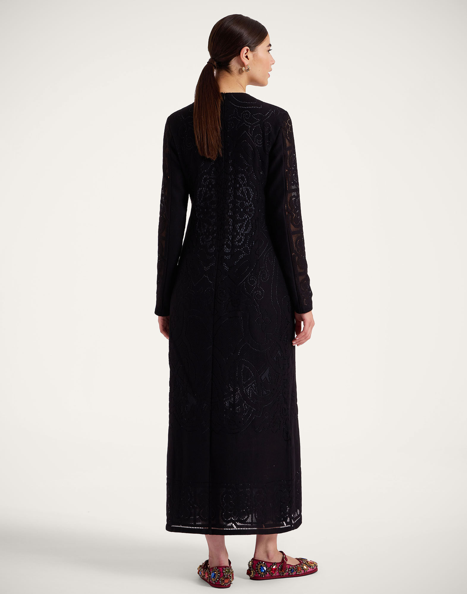 La DoubleJ Lacey Swing Dress Solid Black DRE0418EMB064SOLIDBL01