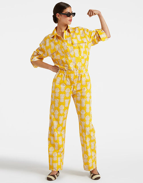 La DoubleJ Aviator Jumpsuit Pineapple Sunflower DRE0489COT039PNP20YE02