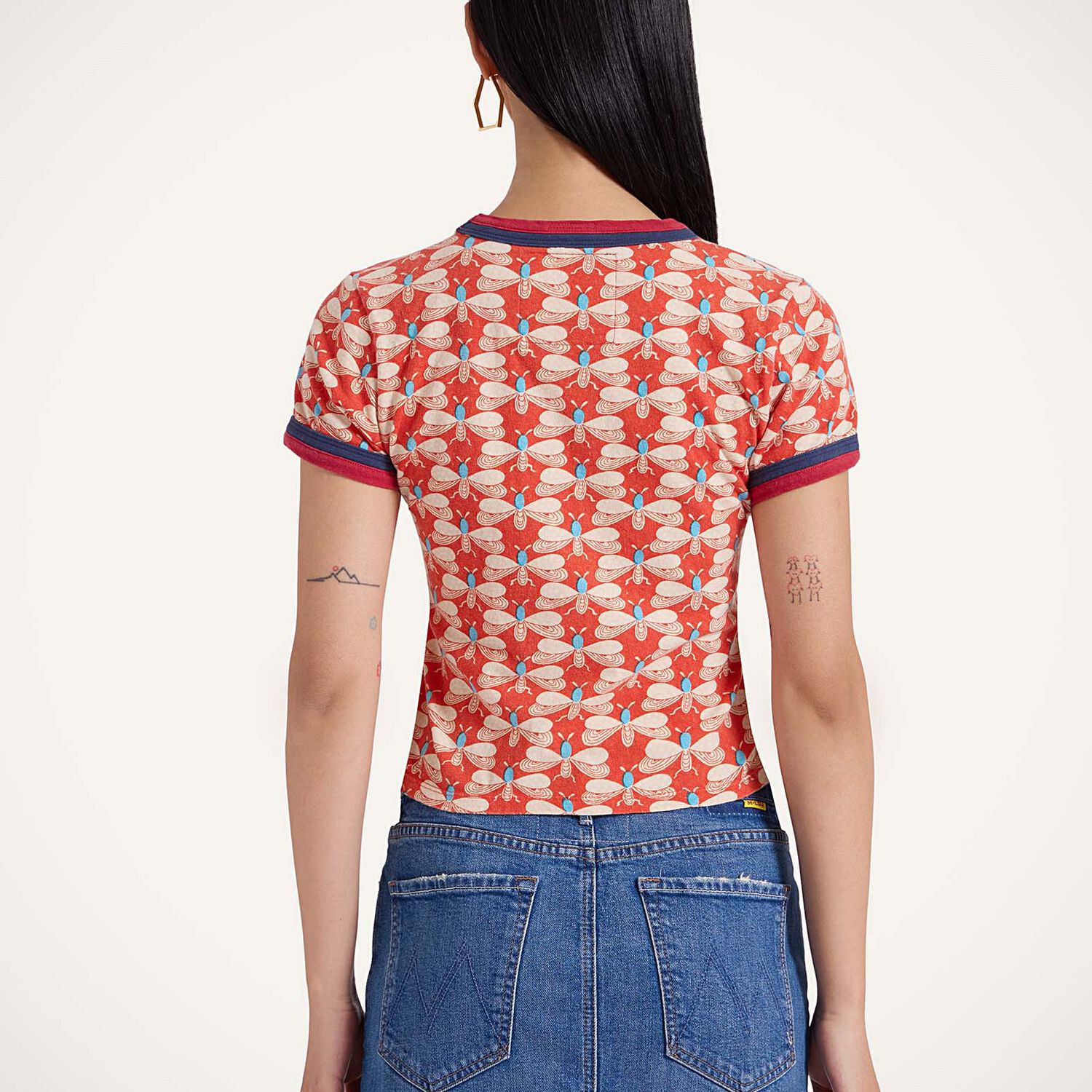 La Doublej Itty Bitty Double Binding Ringer T-shirt In Pull My Petaltail Orange