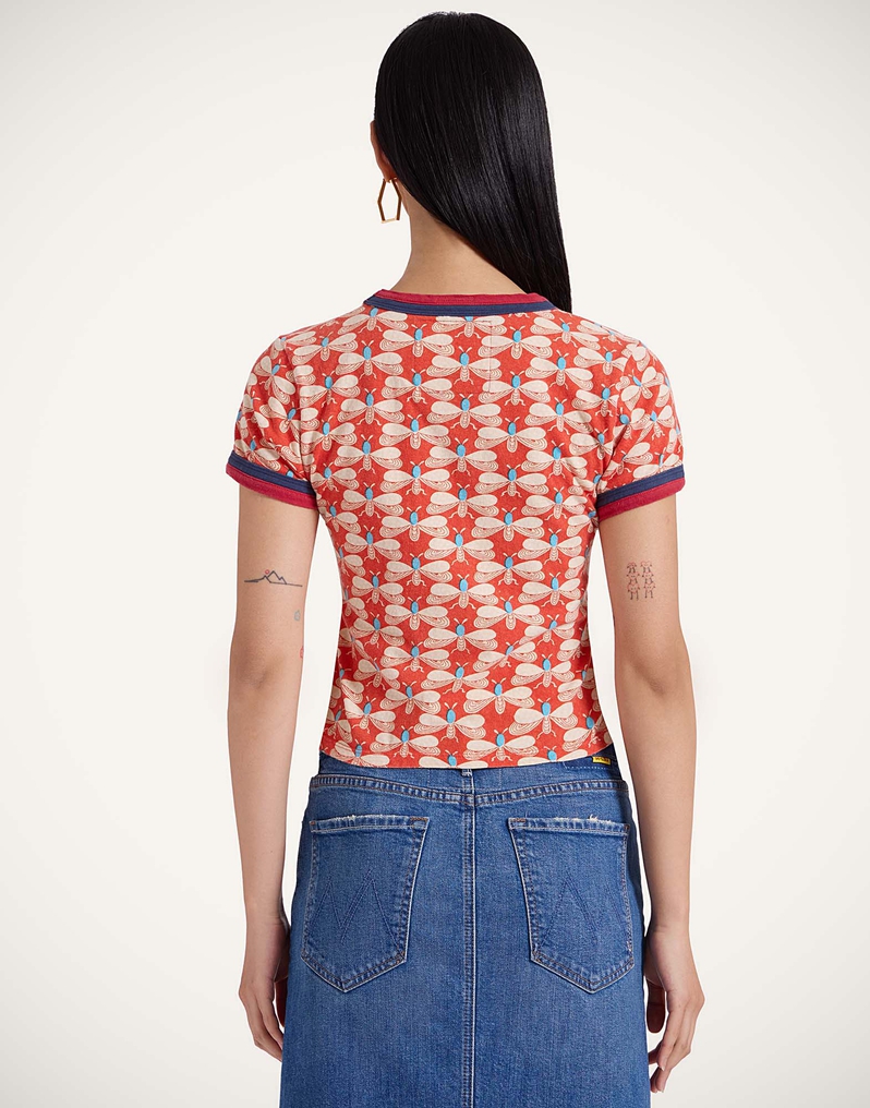 La DoubleJ Itty Bitty Double Binding Ringer T-Shirt La DoubleJ Itty Bitty Double Binding Ringer T-Shirt Pull My Petaltail Orange TSH0061JER059PET03OR02