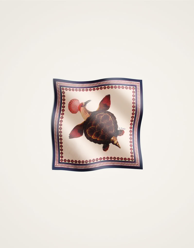 La DoubleJ Foulard 45 La DoubleJ Foulard 45 Zooflora Turtlair Ivory SCA0065SIL006TRL02WH04