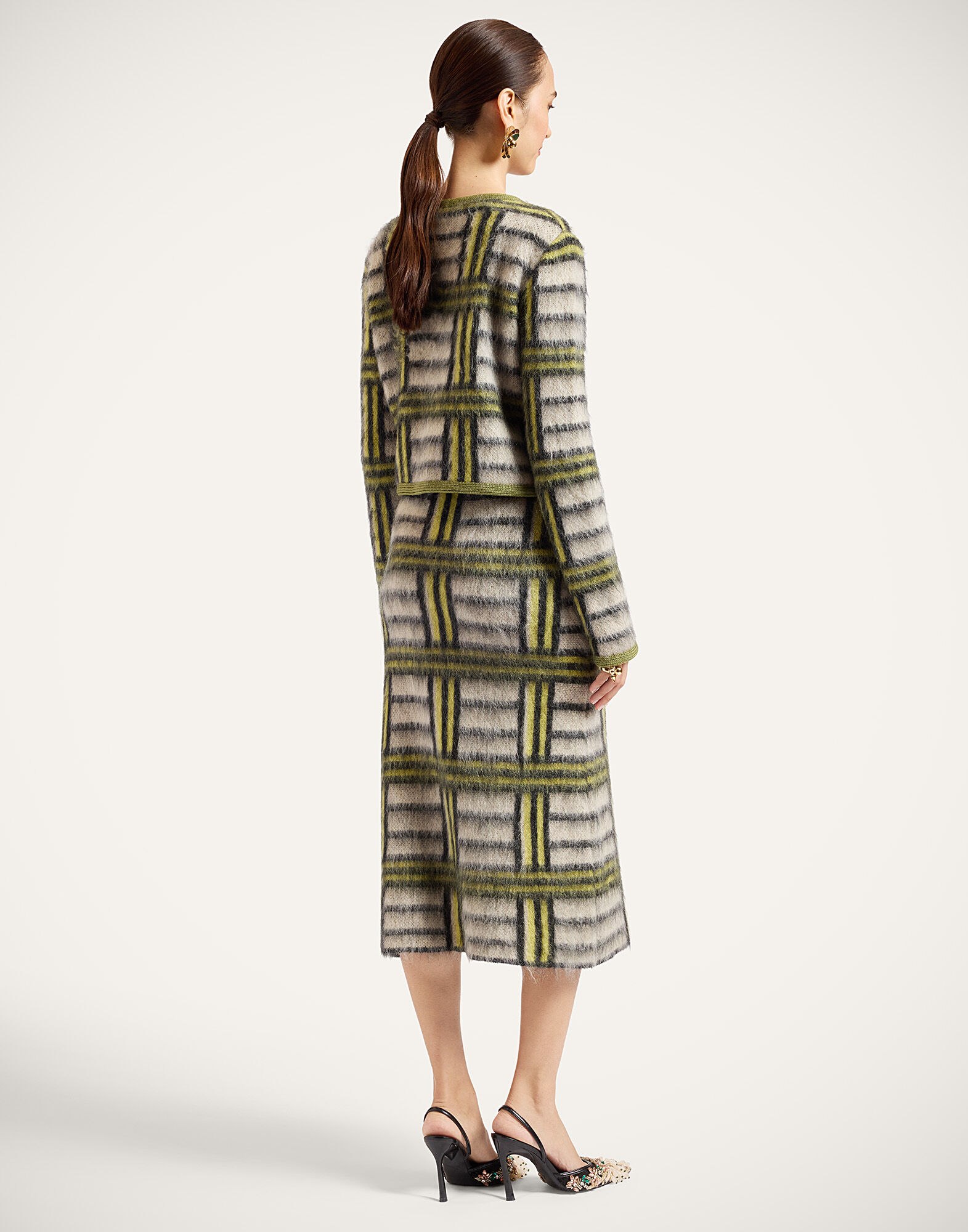 La DoubleJ All-In Skirt Kells Check Ecru, Light Green, and Black SKI0134KNI220VA519BR05