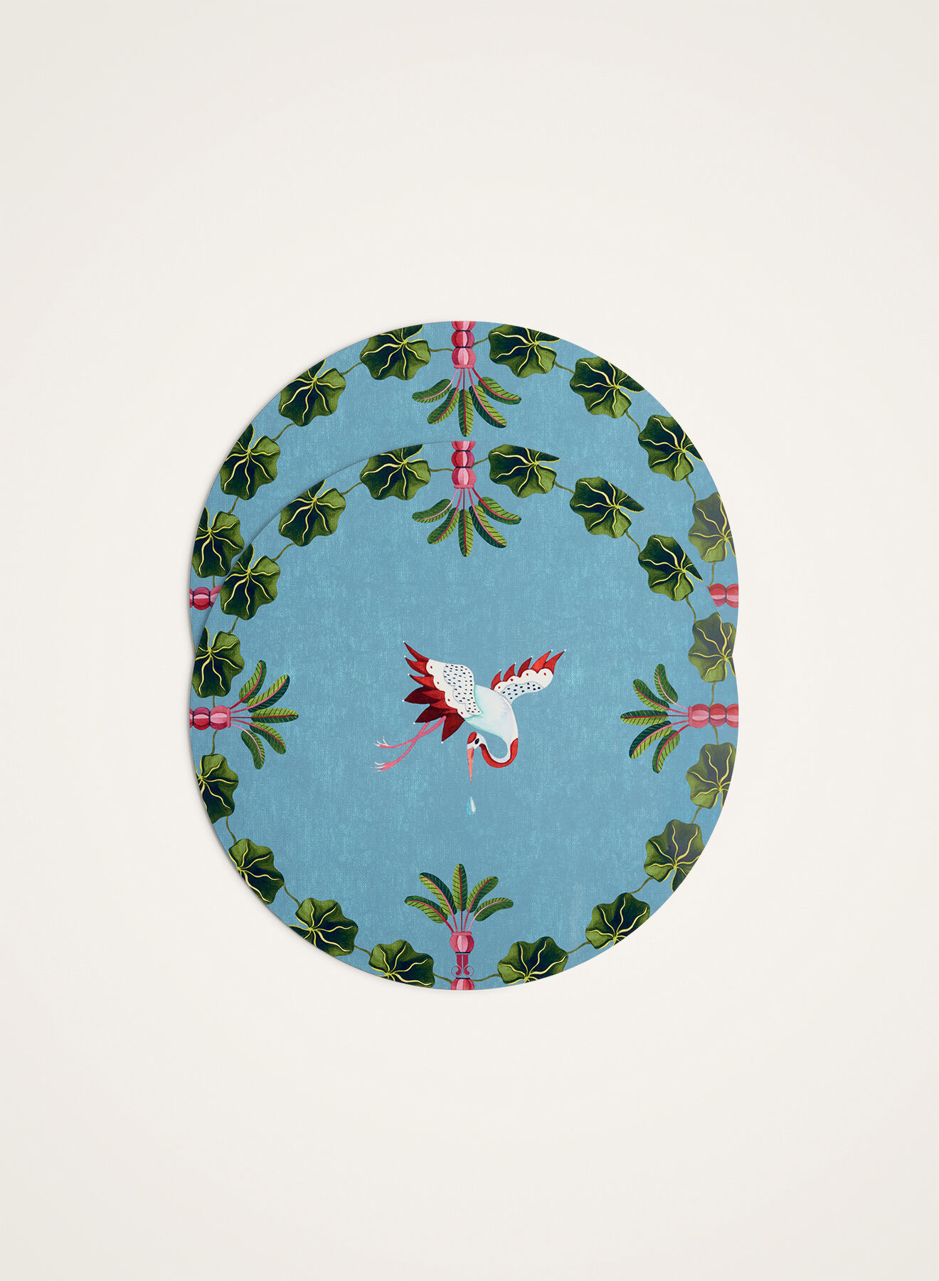 La DoubleJ Disk Placemats Set of 2 Spirit Stork Sky Blue PMT0032CRK001HLE09BU10