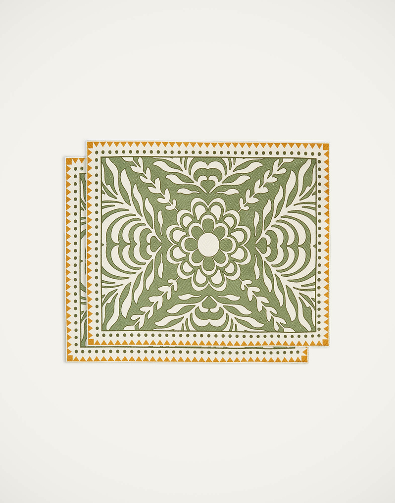 La DoubleJ Herringbone Placemats Set Of 2 La DoubleJ Herringbone Placemats Set Of 2 Tudor Light Green PMT0015COT040TDR02GR01
