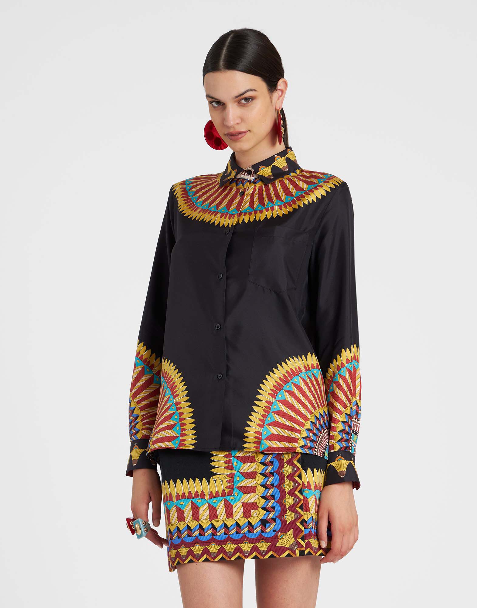 La DoubleJ Boy Shirt Delta Plac&eacute;e Black SHI0040SIL006DEL02BL01