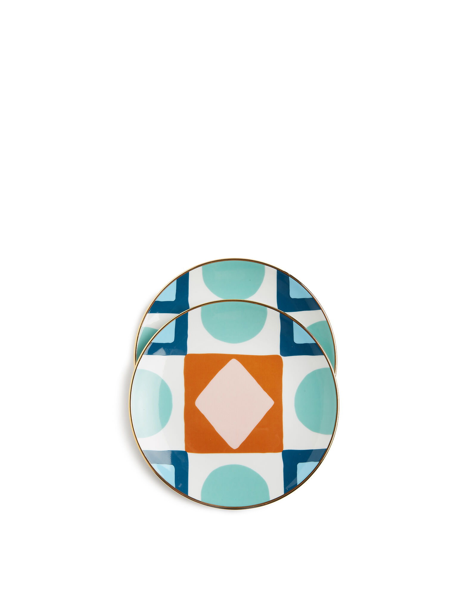 La DoubleJ Aperitivo Plate Set of 2 Diamond Dots DIS0045CER001CHA0004