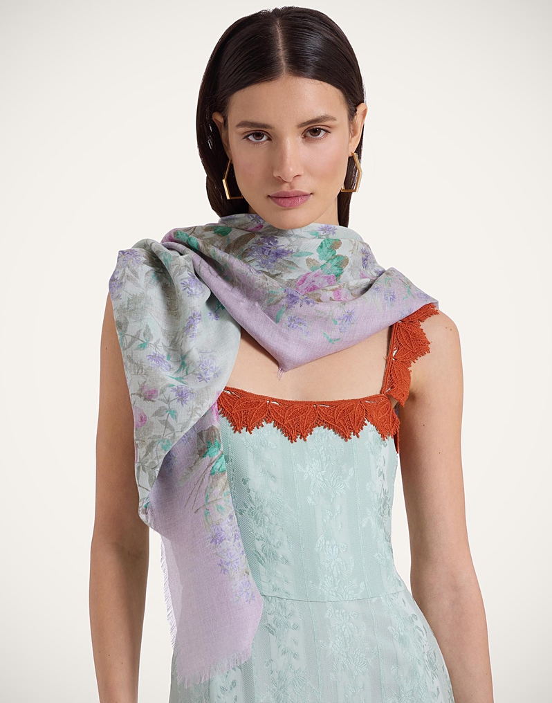 La DoubleJ Foulard 120 La DoubleJ Foulard 120 Heath Placée Mint SCA0049MOS001HEA03GR11